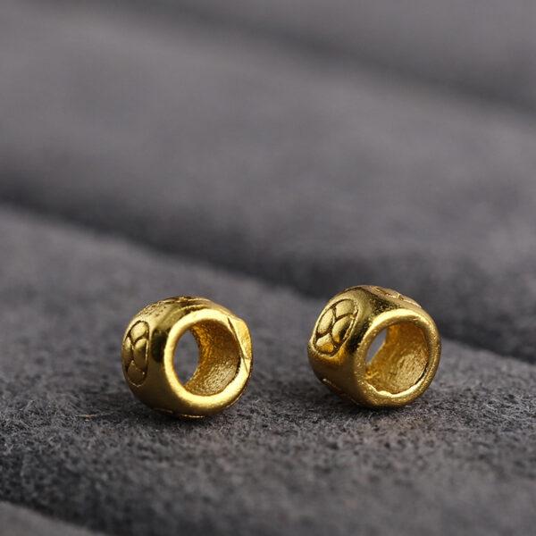 flower pattern ring shape gild s925 sterling silver bead, golden ring bead - Image 3