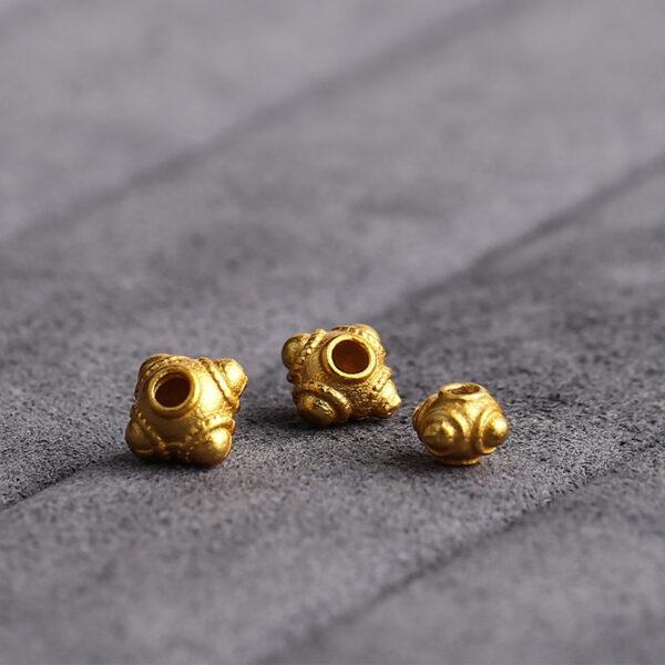 flower pattern oval shape gild s925 sterling silver bead, golden oval bead - Image 3
