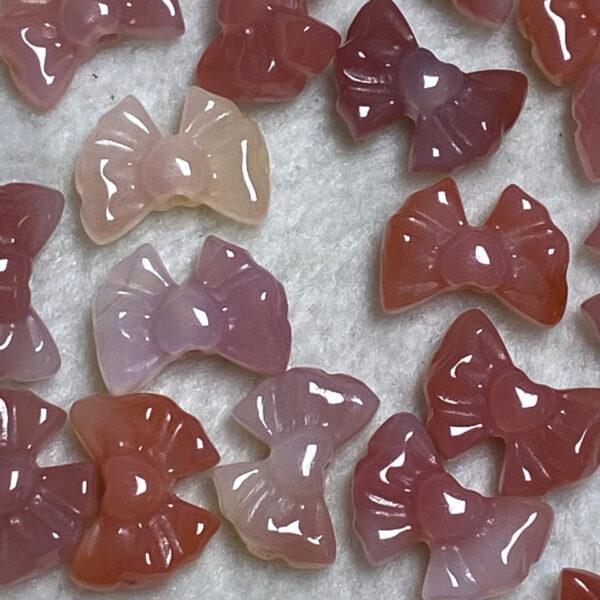 5 pcs / 10 pcs bow tie shape natural pink agate bead - Image 3
