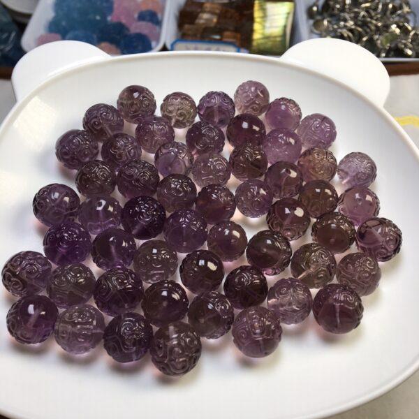 5 pcs / 10 pcs fret pattern round shape natural ametrine bead - Image 3