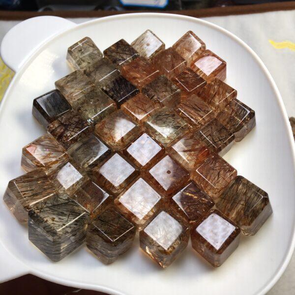 50 g cube shape high quality natural Black Gold Super 7 crystal bead - Image 3