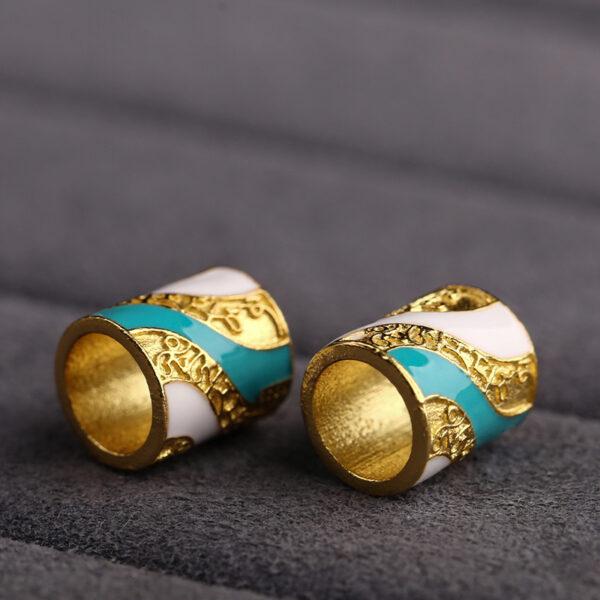 Buddhist scriptures colorful stripes tube shape gild sterling silver bead, colorful enamel tube bead - Image 3