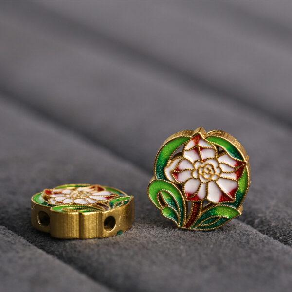 nice flower shape gild sterling silver bead, enamel flower bead - Image 3