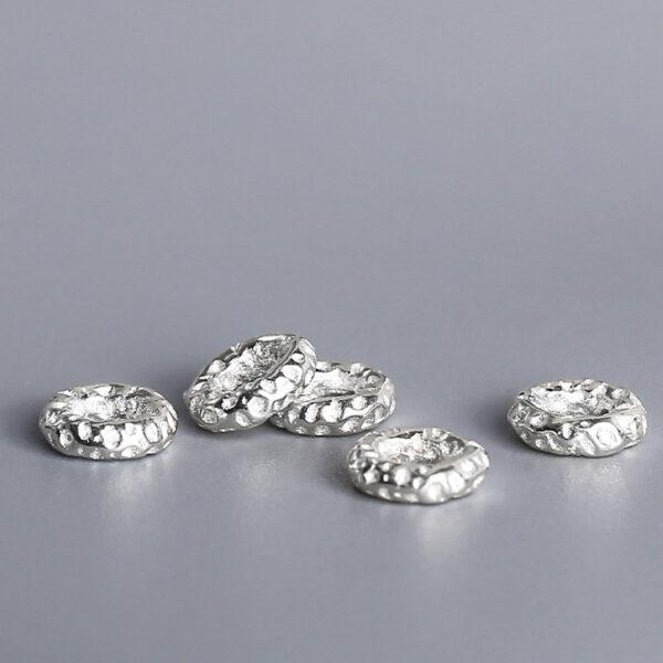 small pits surface donut shape s925 sterling silver bead - Image 3