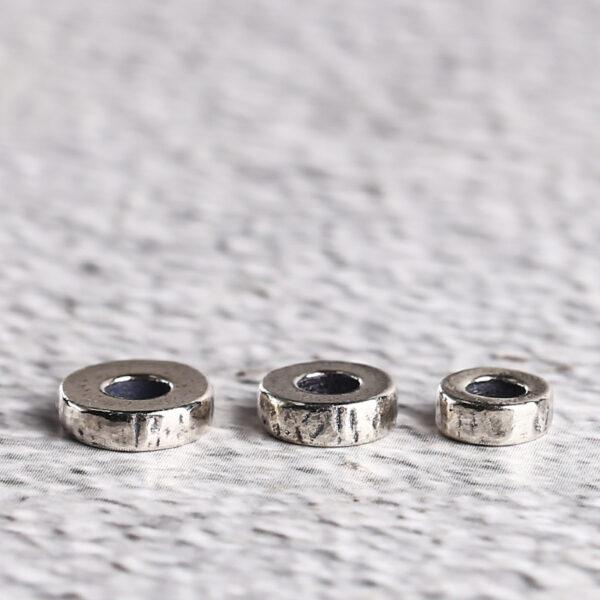 simple gasket shape s925 sterling silver bead, oxidized silver bead - Image 3