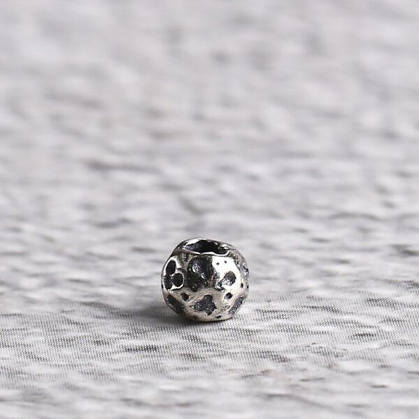 small pits surface round shape s925 sterling silver bead, oxidized silver bead - Image 3