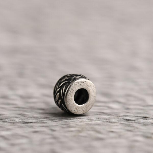 hemp surface rondelle shape s925 sterling silver bead, oxidized silver bead - Image 3