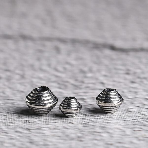 spiral surface disk shape s925 sterling silver bead, oxidized silver bead - Image 3