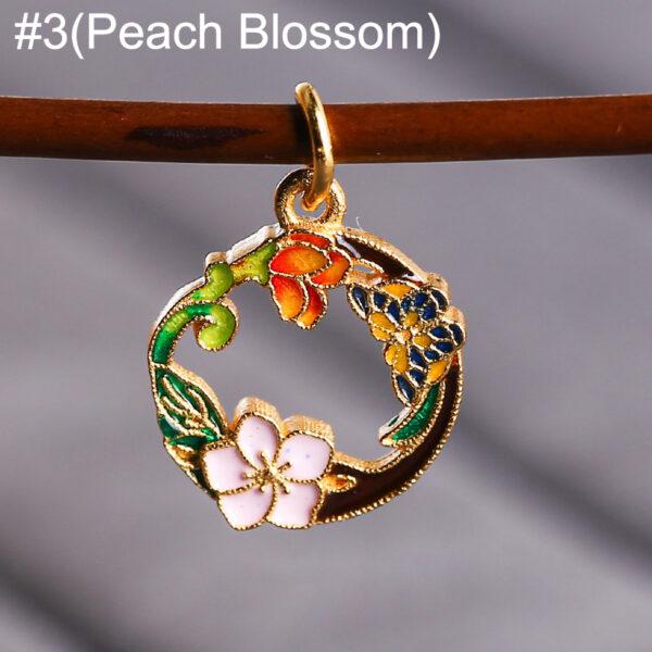 gild sterling silver flowers of the twelve months pattern round shape charm bead, enamel charm - Image 6