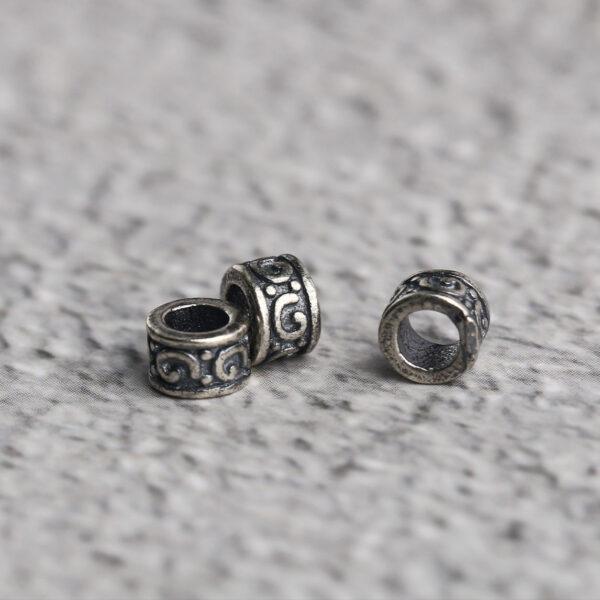 line pattern rondelle shape s925 sterling silver bead, oxidized silver bead - Image 3