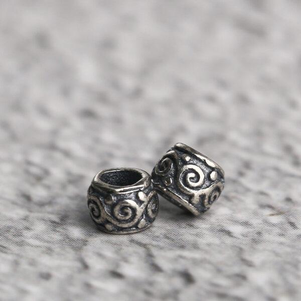 vine pattern rondelle shape s925 sterling silver bead, oxidized silver bead - Image 3