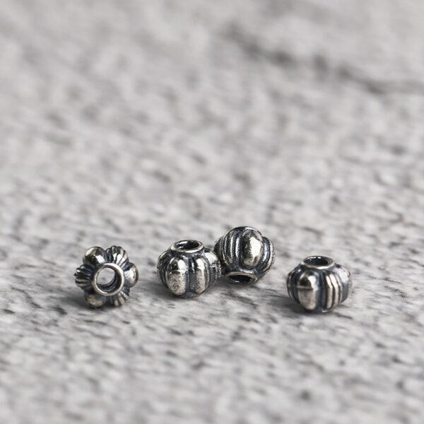 pumpkin shape s925 sterling silver bead, oxidized silver bead - Image 3