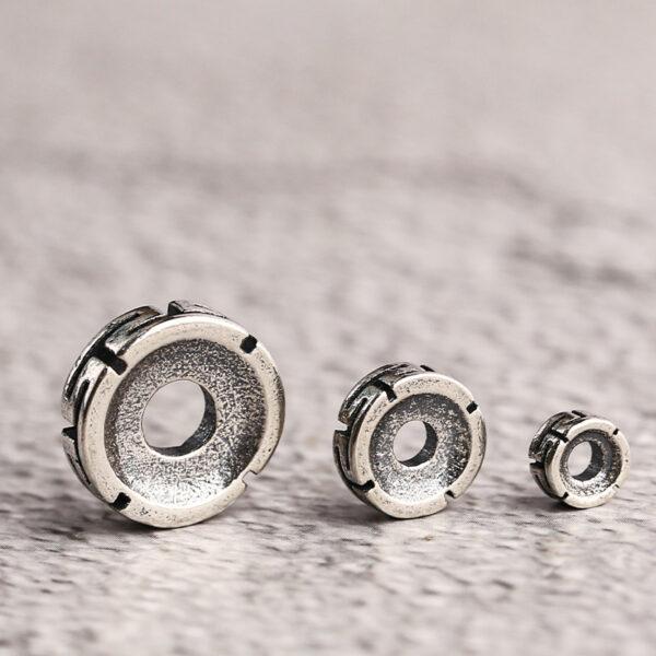 fret pattern rondelle shape s925 sterling silver bead, oxidized silver bead - Image 3
