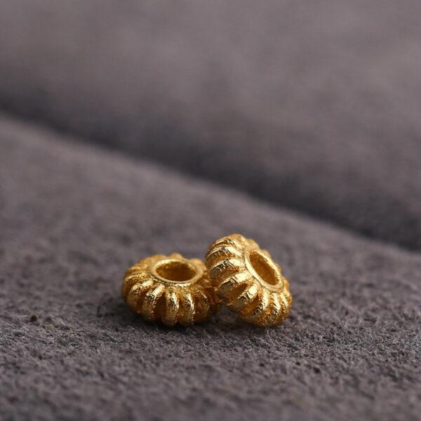 rondelle shape gild s925 sterling silver bead, golden pumpkin bead - Image 3