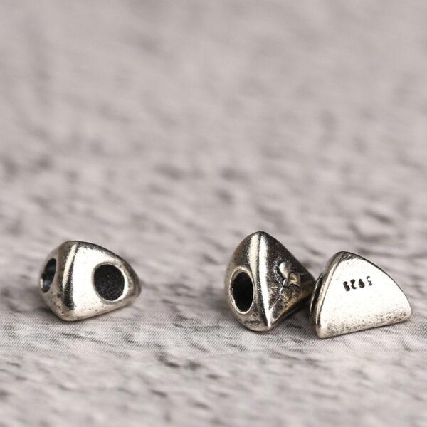 triangle shape s925 sterling silver bead, oxidized silver bead - Image 4