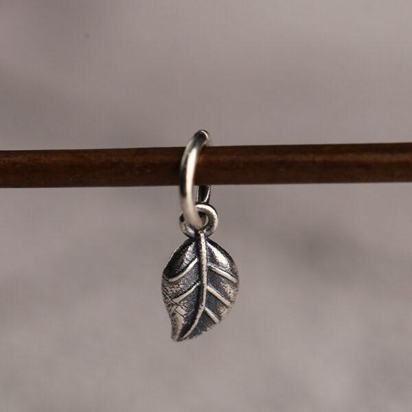 leaf shape s925 sterling silver charm bead, oxidized silver charm - Image 4