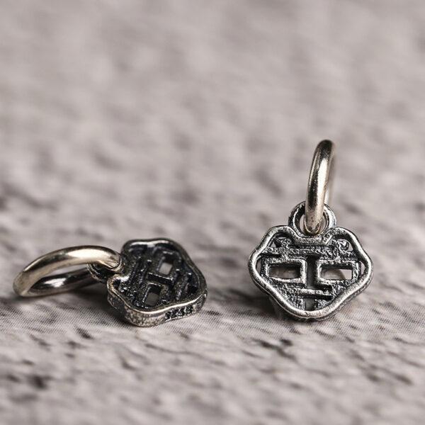 hollow 喜 pattern cloud shape s925 sterling silver charm bead, oxidized silver charm - Image 4