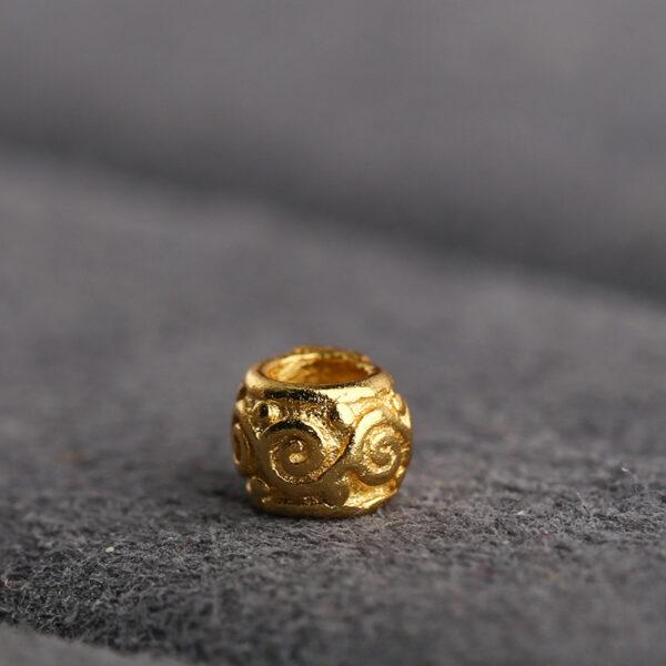 vine pattern rondelle shape s925 sterling silver bead, golden bead - Image 4