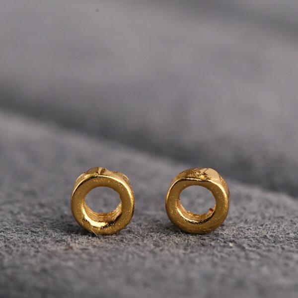 simple rondelle shape s925 sterling silver bead, golden bead - Image 4