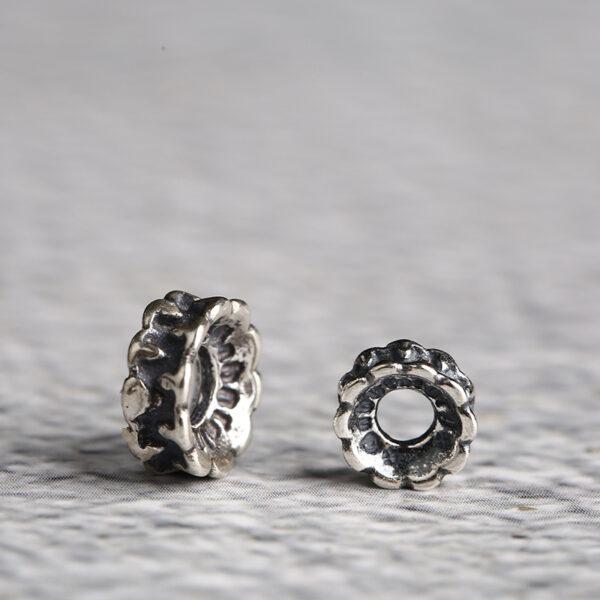 double side flower shape s925 sterling bead caps, oxidized silver bead - Image 4
