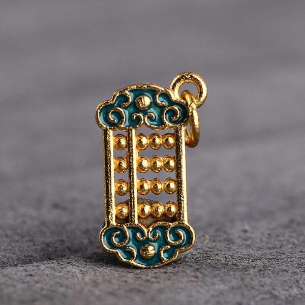 gild sterling silver abacus shape charm bead, red and blue enamel charm - Image 4
