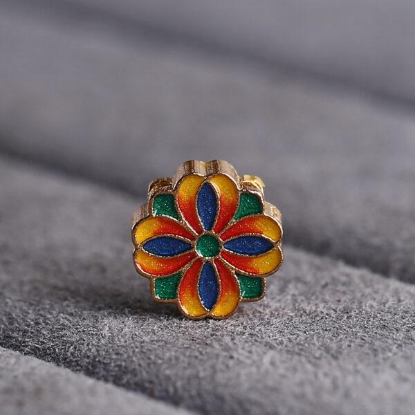 gild sterling silver four leaf flower shape bead, colorful enamel flower bead - Image 4