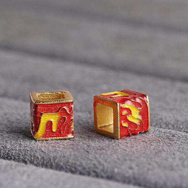gild sterling silver hollow cube shape bead, colorful enamel bead - Image 4