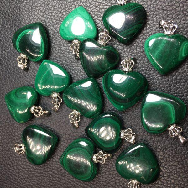 heart shape natural malachite bead charm - Image 4