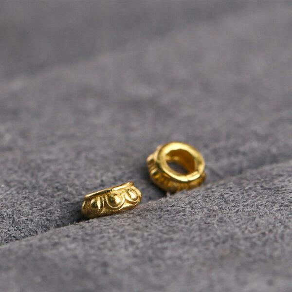 lotus flower pattern rondelle shape gild s925 sterling silver bead, golden rondelle bead - Image 4