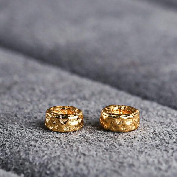 small pits pattern rondelle shape gild s925 sterling silver bead, golden rondelle bead - Image 4