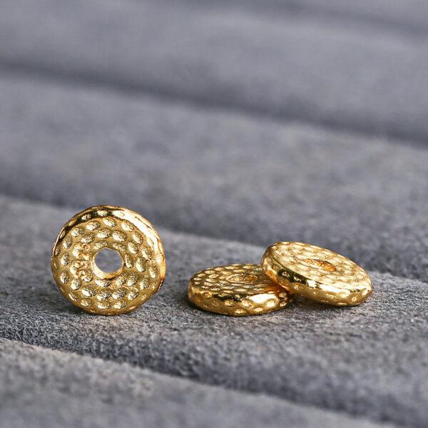 pits pattern rondelle shape gild s925 sterling silver bead, golden rondelle bead - Image 4