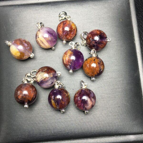 round ball shape natural amethyst bead sterling silver charm - Image 4