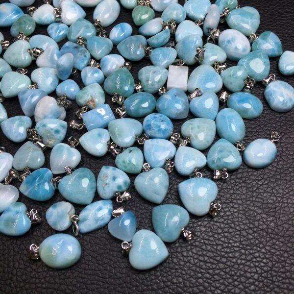 heart shape natural larimar bead sterling silver charm - Image 4