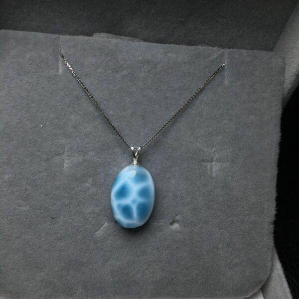 heart and oval shape natural larimar bead sterling silver charm - Image 4