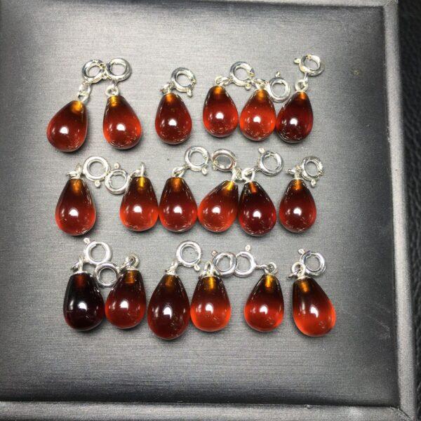 droplet shape natural garnet bead sterling silver charm - Image 4