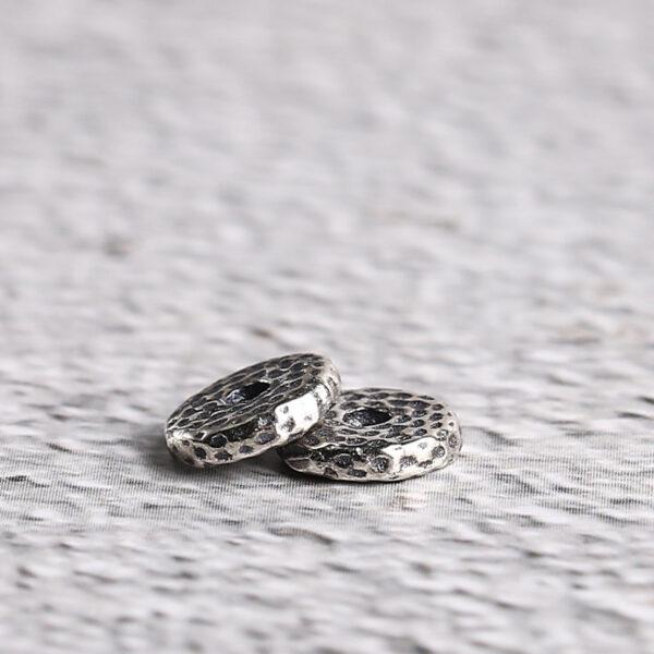 small pits rondelle shape s925 sterling silver bead,  silver rondelle bead - Image 4