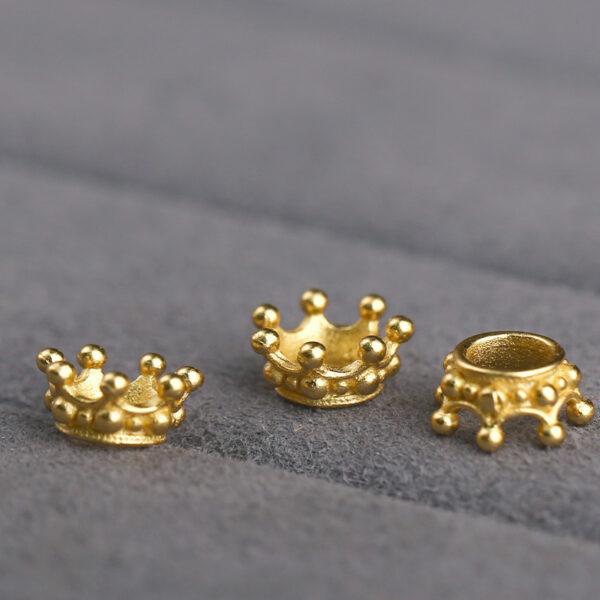crown shape gild s925 sterling silver bead caps, golden crown bead caps - Image 4