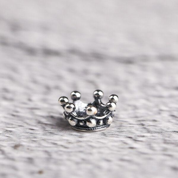 crown shape s925 sterling silver bead caps, oxidized silver crown bead caps - Image 4