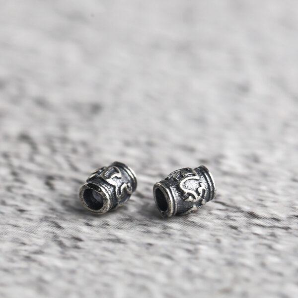 Buddhist six-syllable mantra pattern oval shape s925 sterling silver bead, oxidized silver oval bead - Image 4