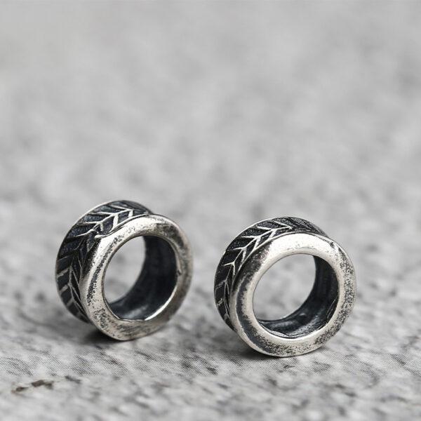 feather pattern ring shape s925 sterling silver bead, oxidized silver ring bead - Image 4