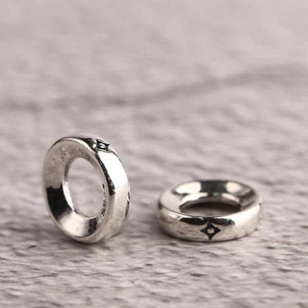 Diamond pattern gasket shape s925 sterling silver bead, oxidized silver gasket bead - Image 4