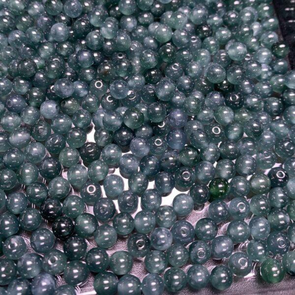 small round shape natural icy blue jadeite bead - Image 4