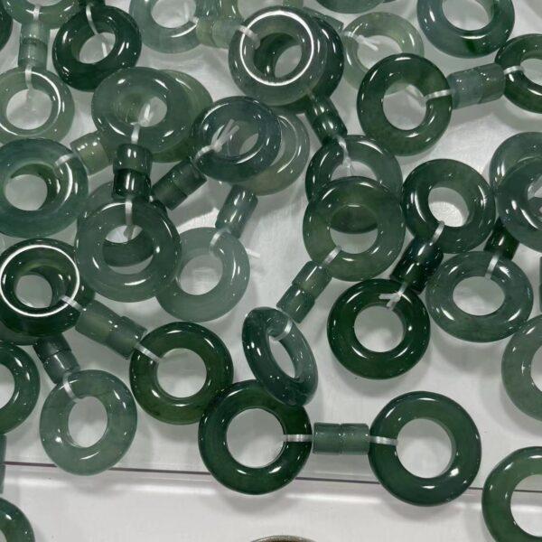 small ring shape natural icy blue green jadeite bead - Image 4