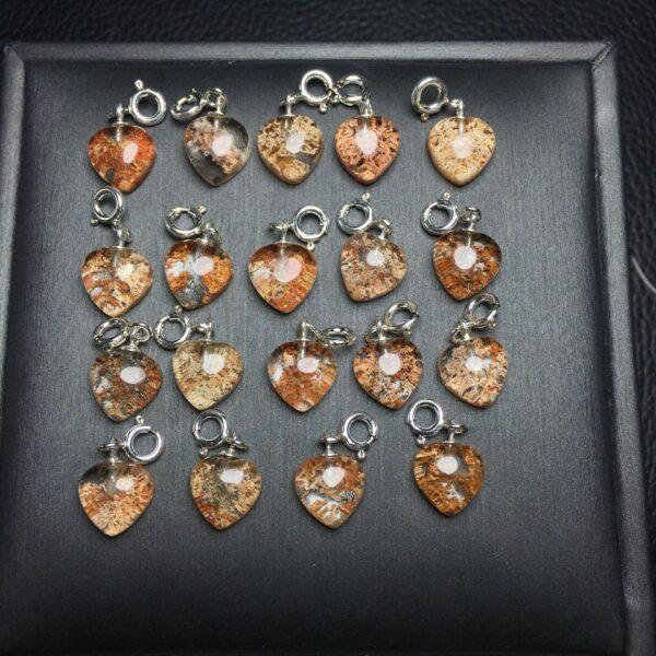heart shape natural colorful phantom quartz bead sterling silver charm - Image 4