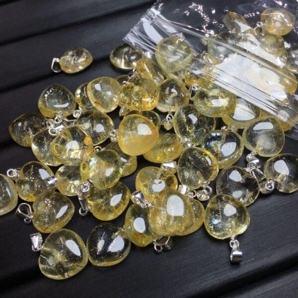 heart shape natural yellow topaz bead sterling silver charm - Image 4