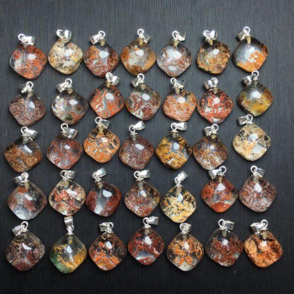 diamond shape natural colorful phantom quartz bead sterling silver charm - Image 4