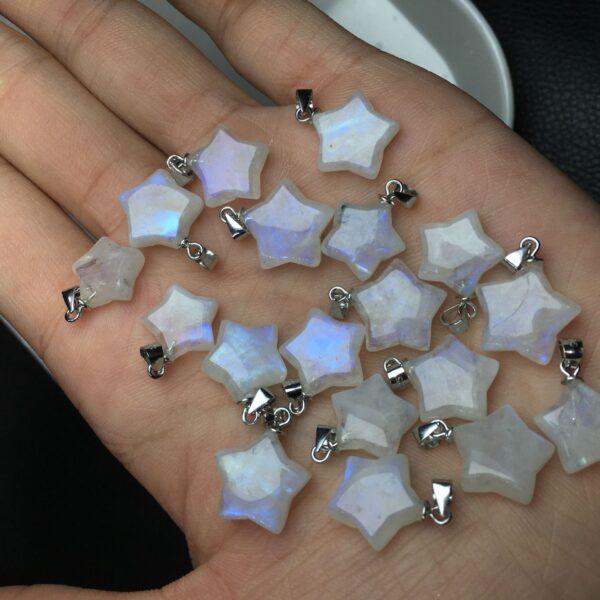 nice star shape natural blue light moonstone charm - Image 4