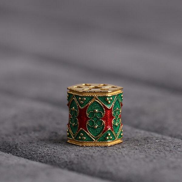 hexagonal prism shape gild sterling silver bead, enamel prism bead - Image 4
