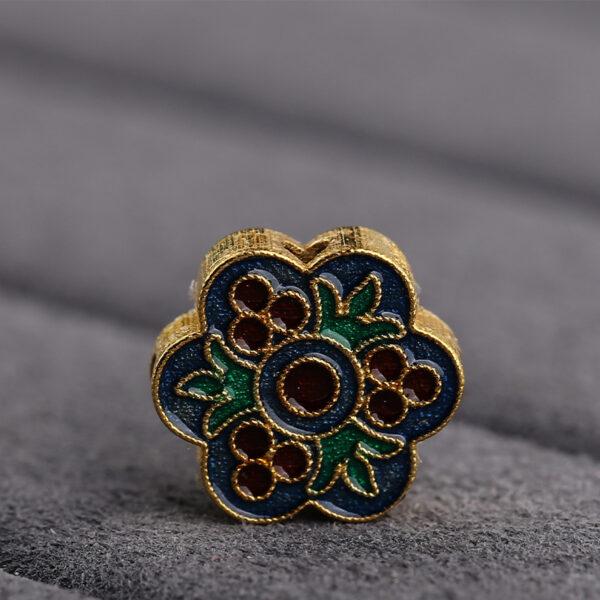plum flower shape gild sterling silver bead, enamel flower bead - Image 4