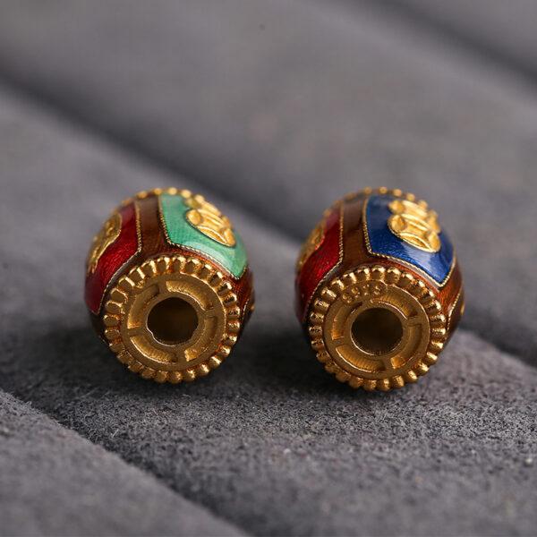 ox pattern barrel shape gild sterling silver bead, enamel barrel bead - Image 4